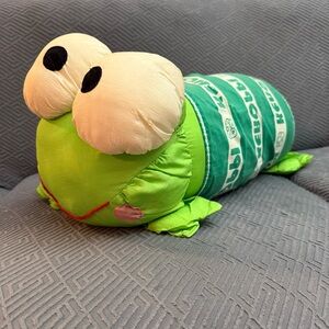Vintage 90s Sanrio Keroppi Pillow Polyester Fiber Plush Green Big Size 20” X 9”